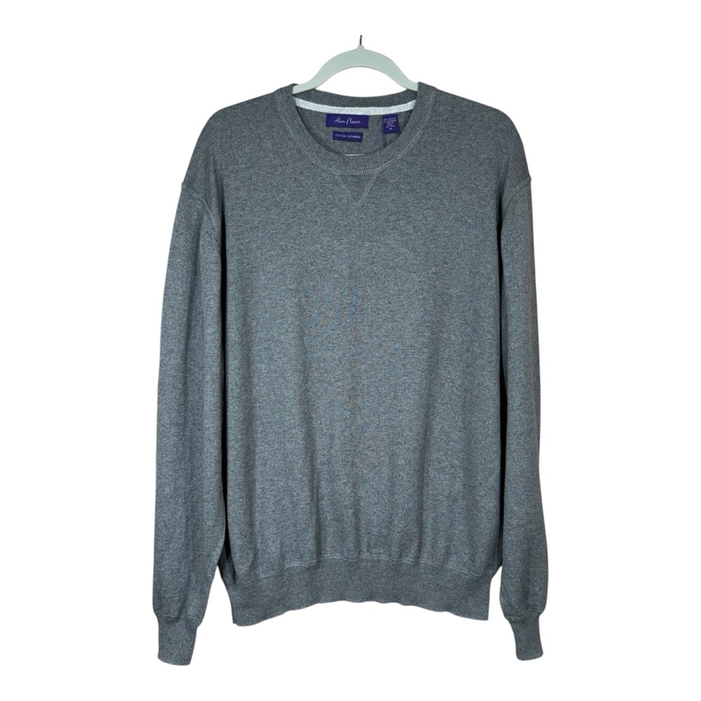 New With Tags Alan Flusser Cotton Cashmere Blend Gray Pullover Sweater Size XL